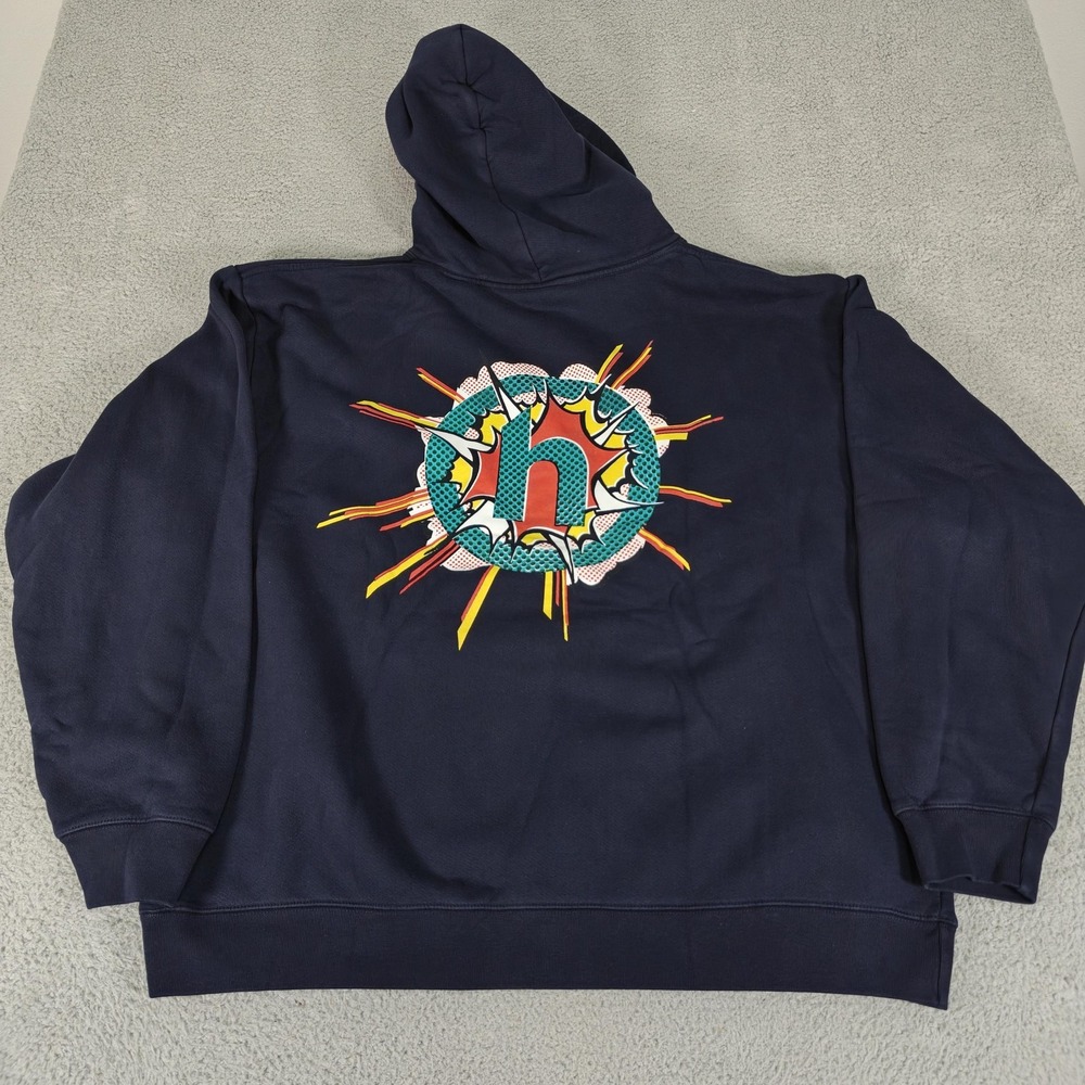 Hidden NY Lichten‎ Hoodie Mens 2XL Navy Blue Pop Art Graphic Pullover Sweatshirt